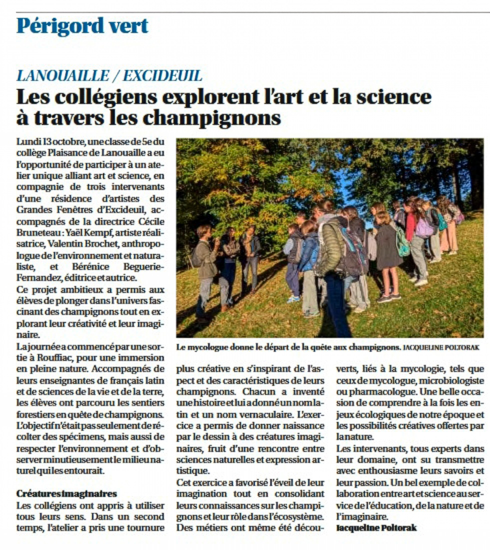 Article Sud Ouest Champignac à Lanaouille 121025